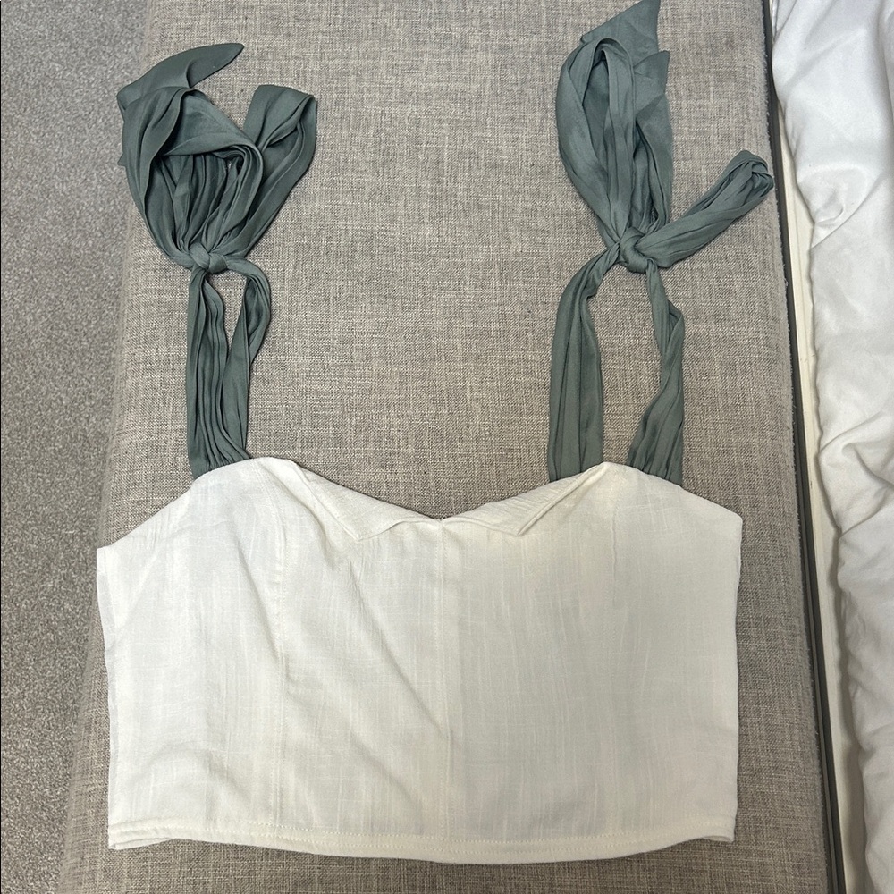 Elegant White and Gray Women's Top